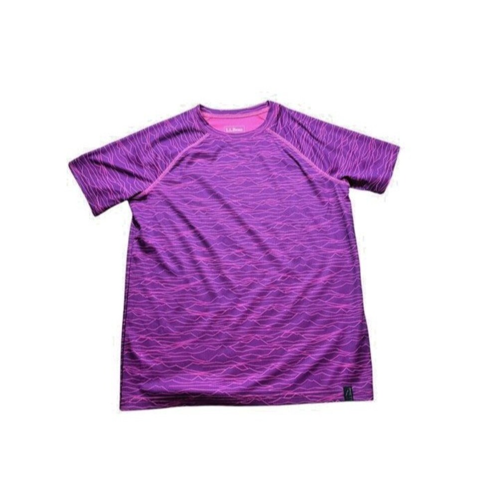 LL Bean Quick Dry Trail Tee T Shirt Girls Size Large 14-16 Kids Purple Hiking